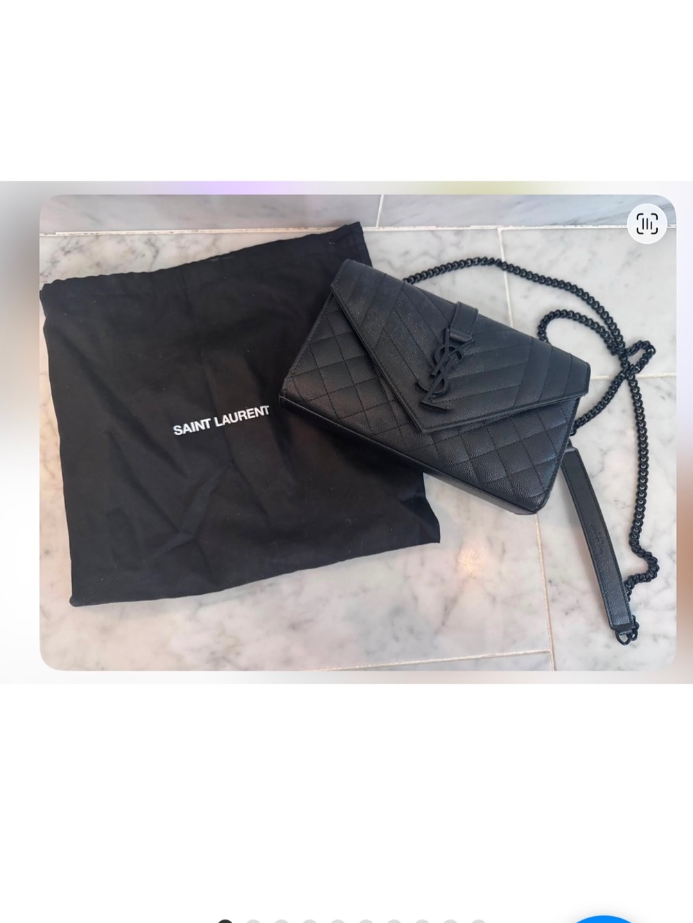Saint Laurent Black Quilted Leather Envelope Crossbody